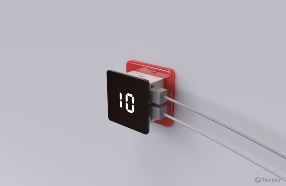 前方顯示當前使用的安培數，超過預設值亮紅燈警示