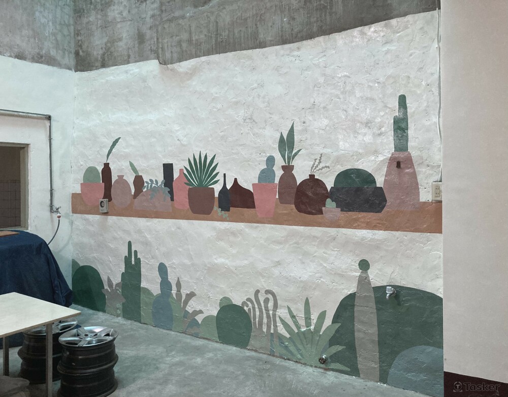 天井中庭（白天）_因怕牆壁下方易髒，故又加上一排植物