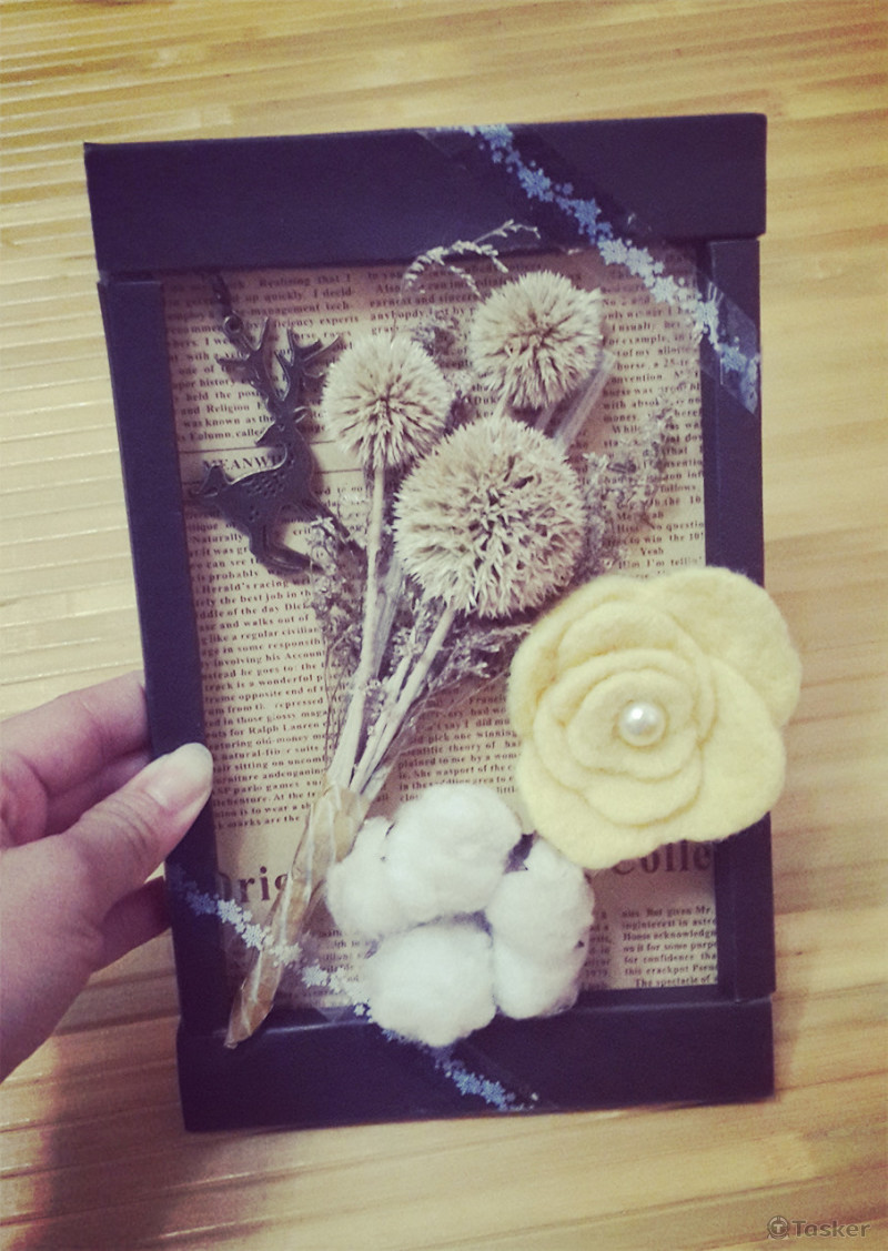 乾燥花框結合羊毛氈設計