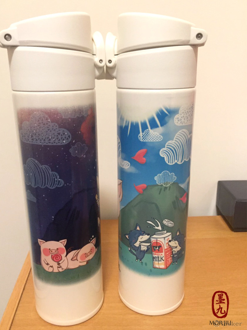 豬豬與狼狼(保溫瓶背面)