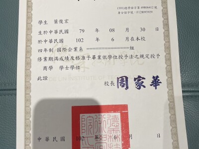 德霖技術學院四技國際企業系畢業