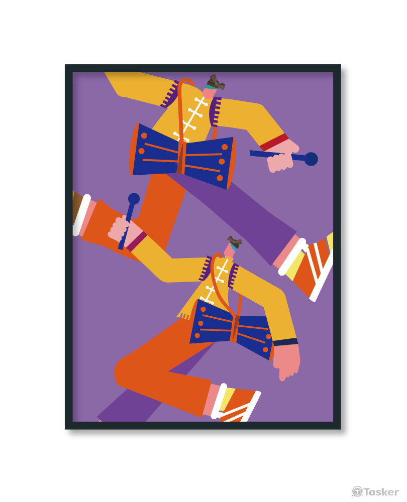 延川布堆畫-潮流插畫-鬧秧歌