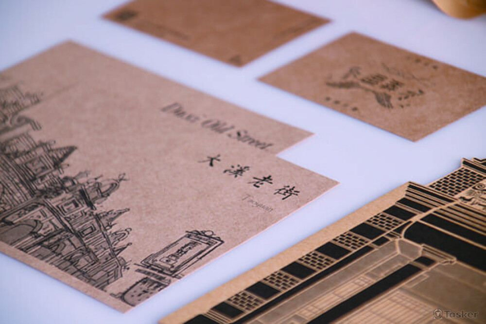 手繪大溪老街街景明信片