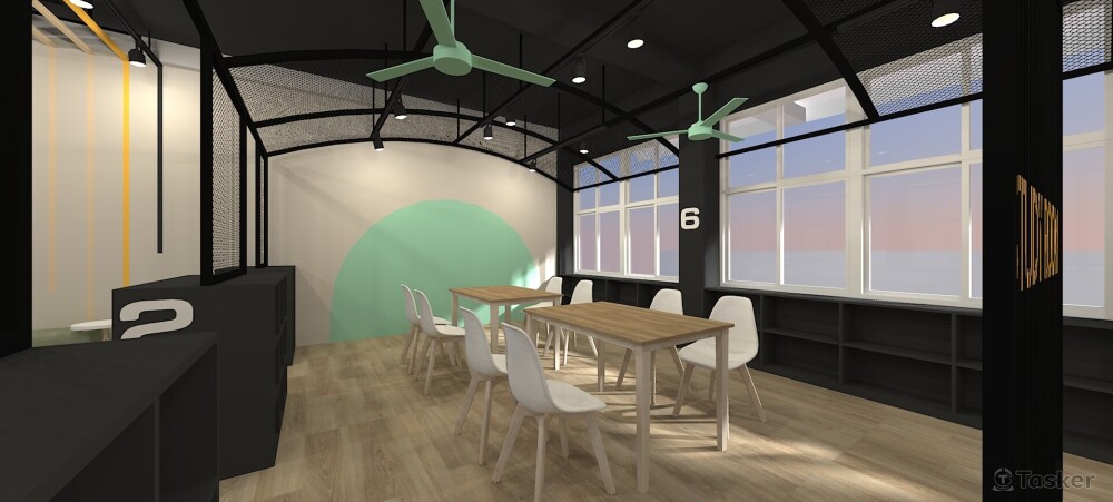 小學圖書館/車站意象，工業風