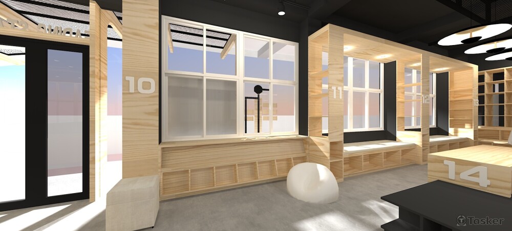 小學圖書館/車站意象，工業風