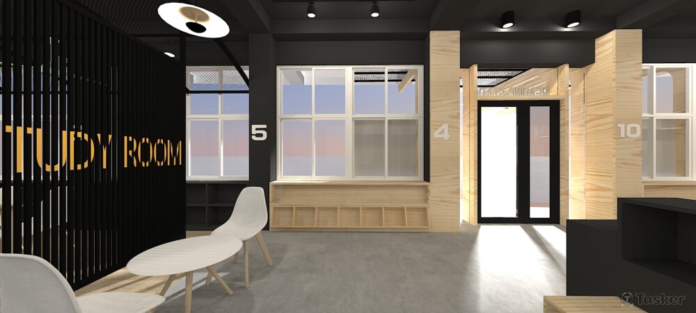 小學圖書館/車站意象，工業風