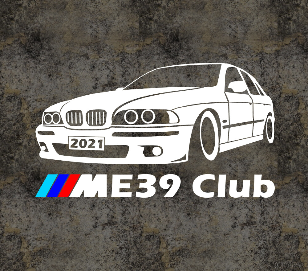 E39 club族貼 以車子斜側邊構圖,畫出這台車細節,呈現出完美的車型