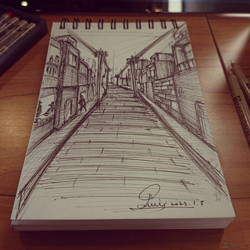 簽字筆速寫/街景