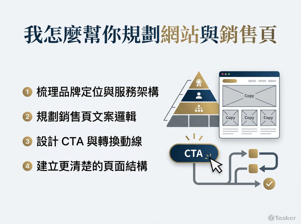 架構、文案、CTA，一次規劃到位。
