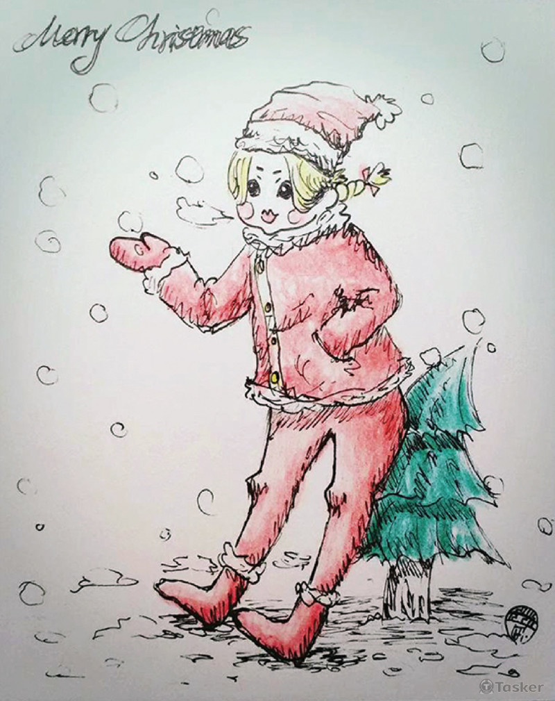 明信片設計－聖誕女孩