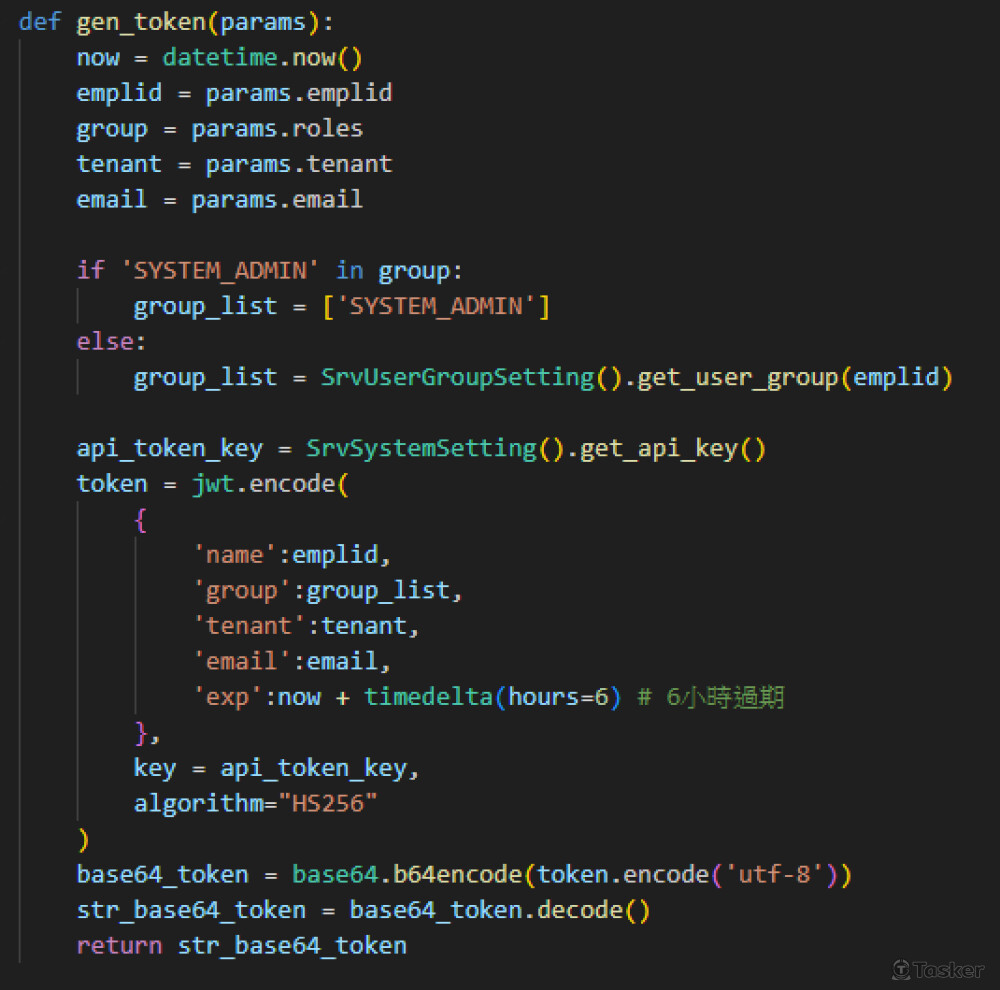 利用HS256以及base64製作token