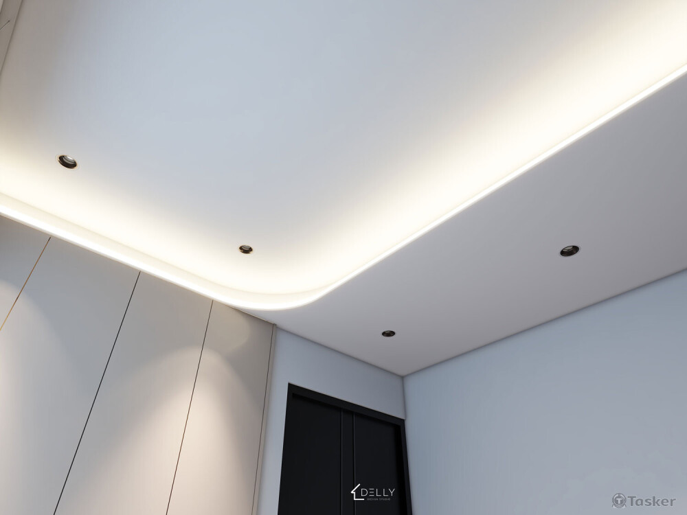 以天花板與燈光的來分割出整體空間