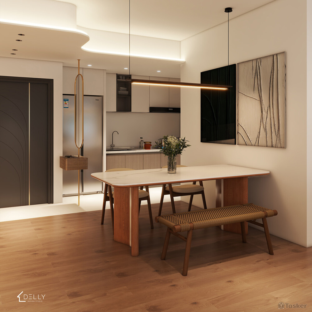 融合自然元素，木質與純色，簡約劃分，和諧感。柔和色調緩解壓力，讓您感受寧靜舒適。