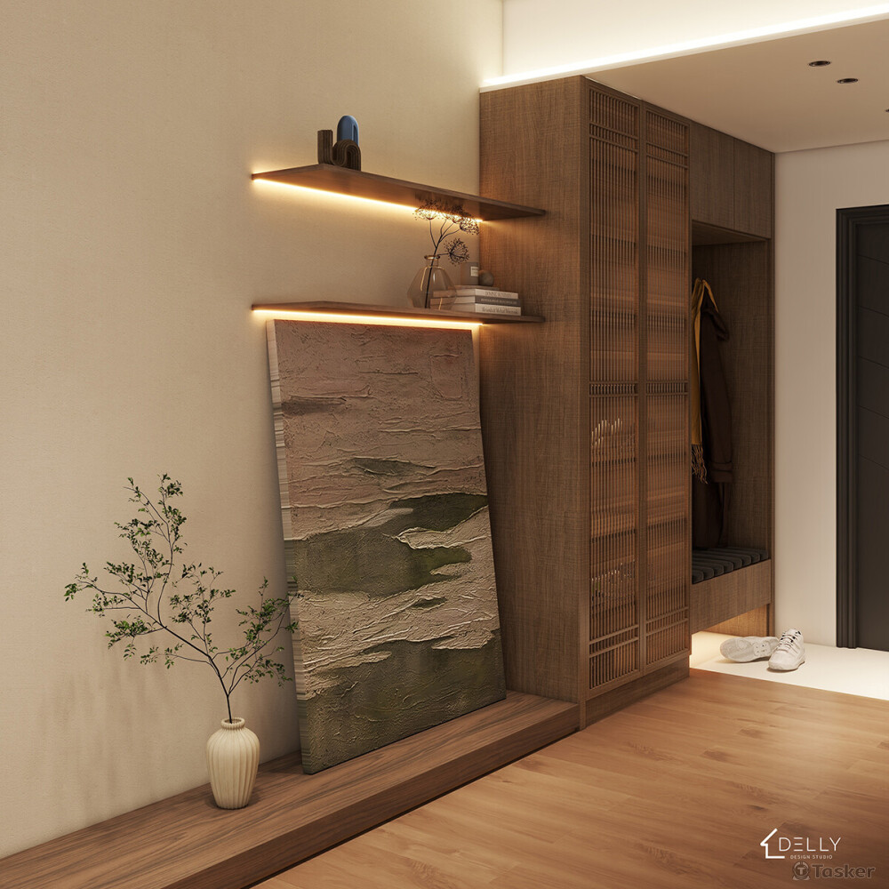 融合自然元素，木質與純色，簡約劃分，和諧感。柔和色調緩解壓力，讓您感受寧靜舒適。