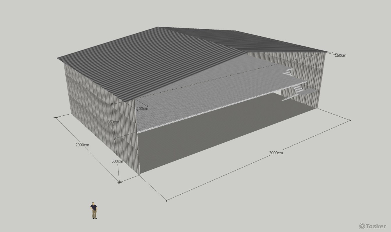莊案鐵皮屋外觀，簡易示意圖，一式500元含修改三次。