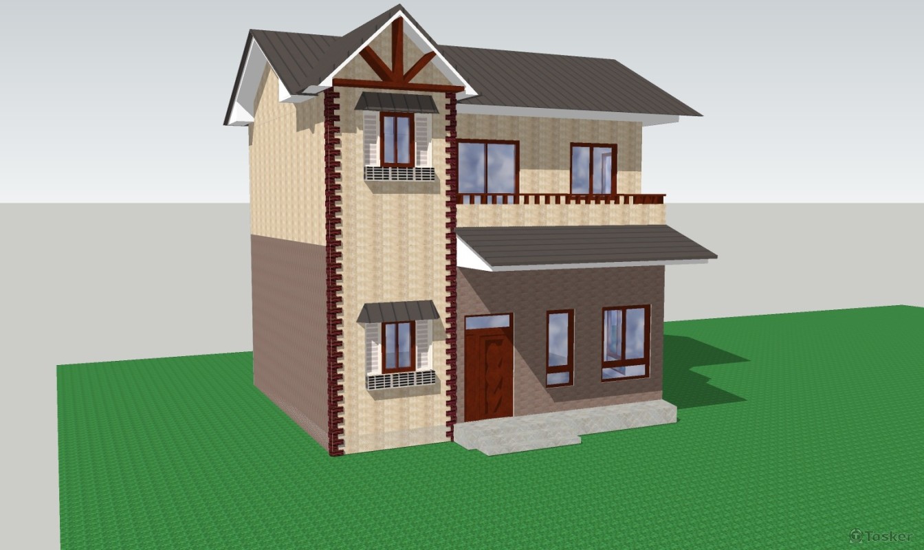 客戶提供平面圖，敝人將其轉為3D圖檔回傳。