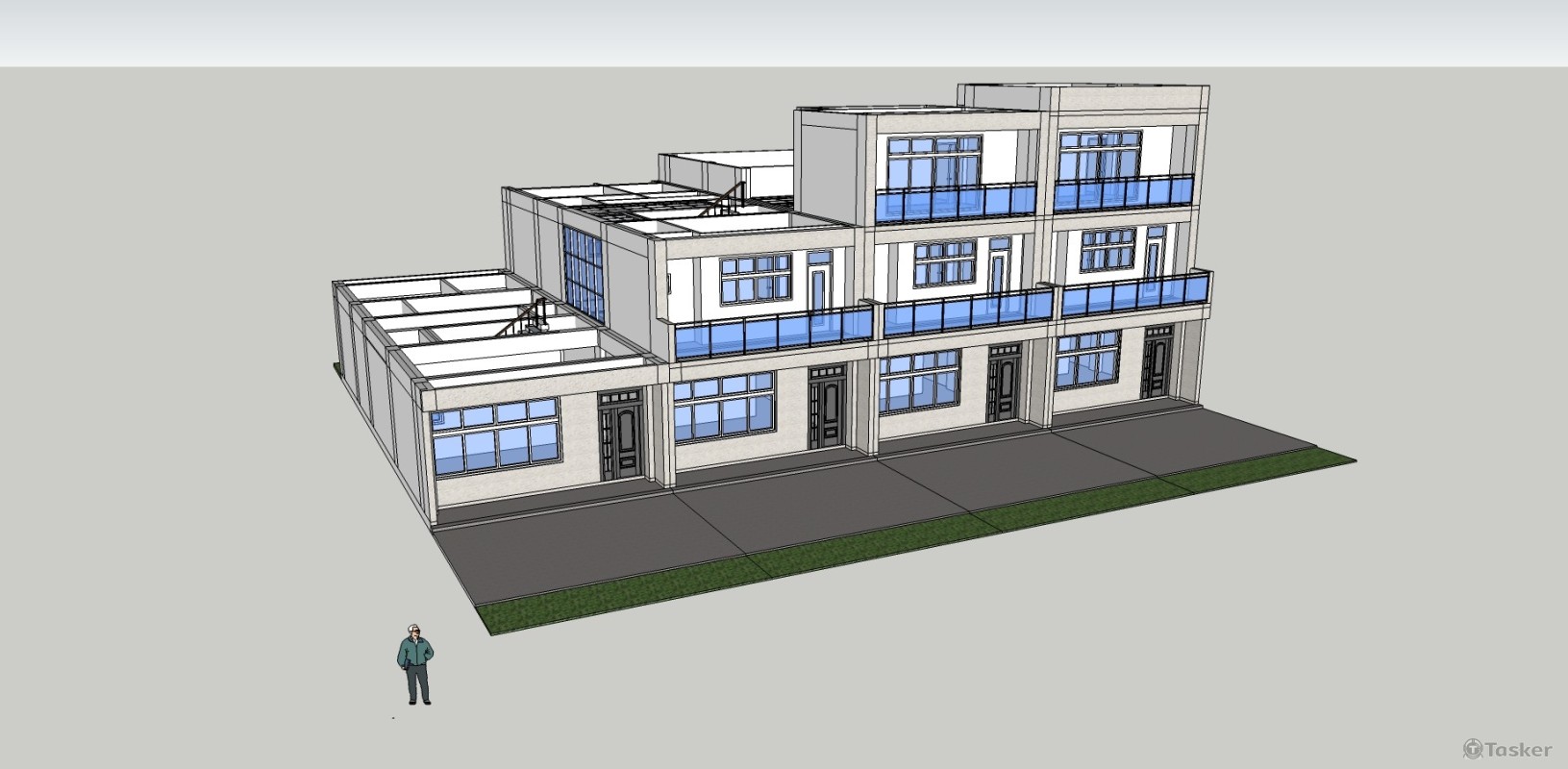 客戶提供平面圖，敝人將其轉為3D建築物平面隔間後回傳圖檔。