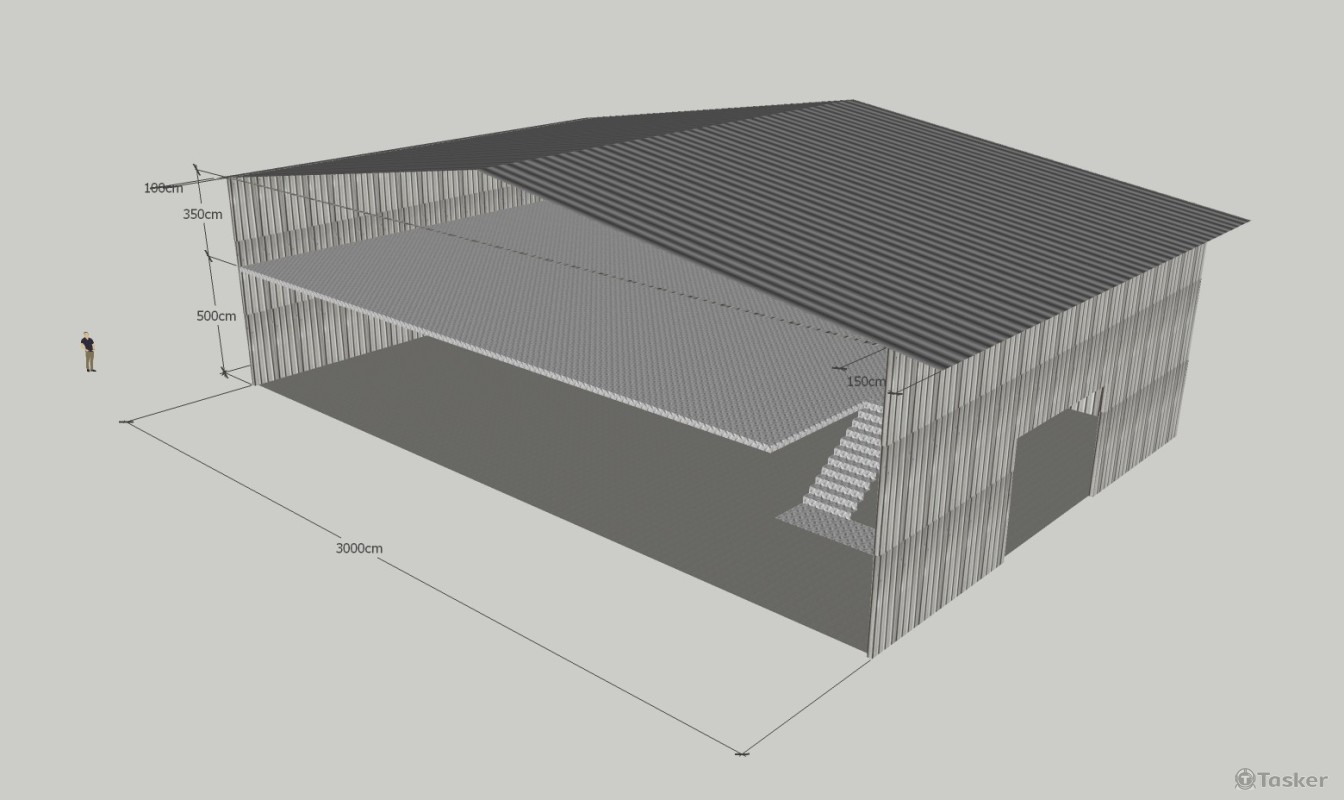 莊案鐵皮屋外觀，簡易示意圖，一式500元含修改三次。