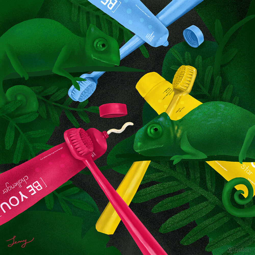 牙刷品牌合作插畫