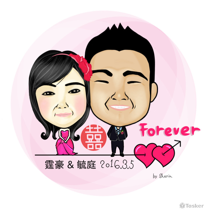 婚禮人物漫畫繪製