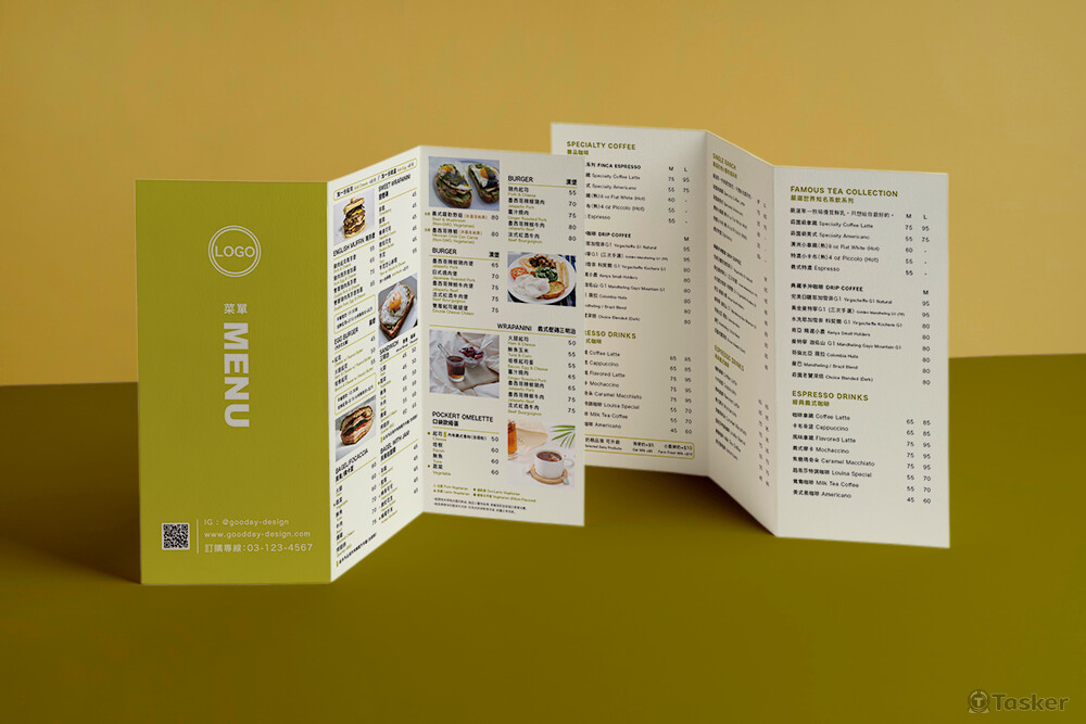 A4三折頁傳單式菜單