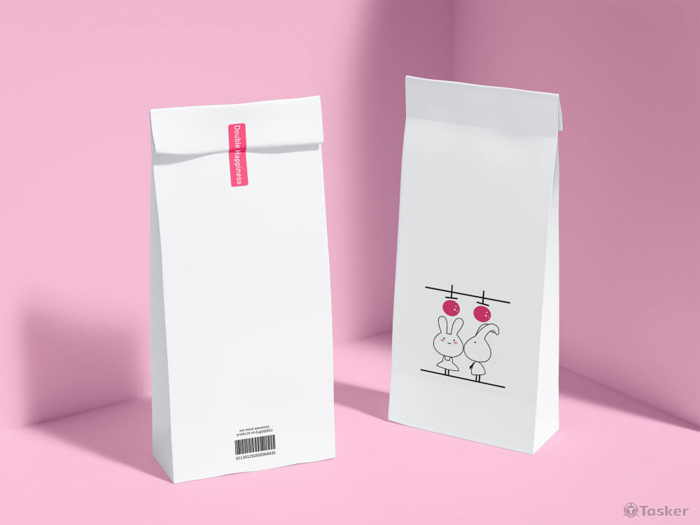 LOGO設計-兔子雙喜禮品-紙袋運用