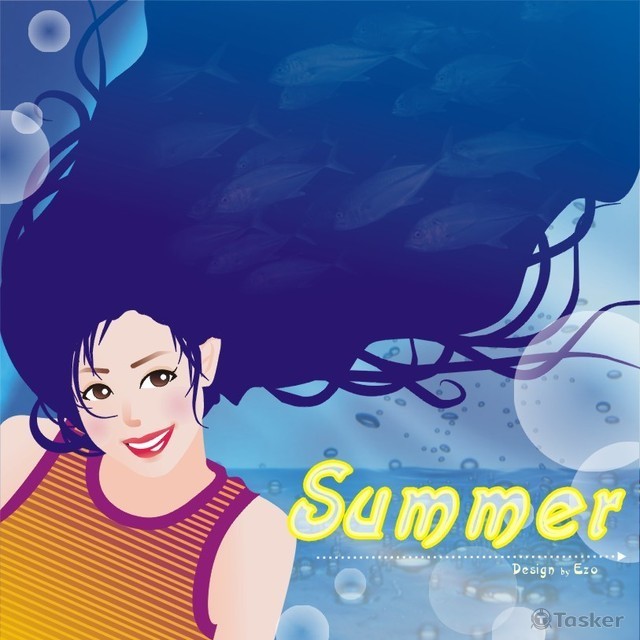 向量插畫-迎接夏天