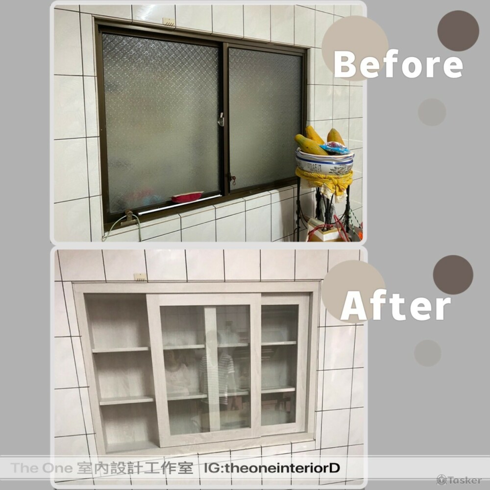 舊窗戶改造-崁入木作收納櫃