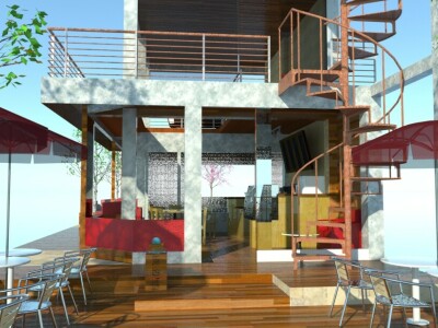 3d露天咖啡廳繪圖案例H0422