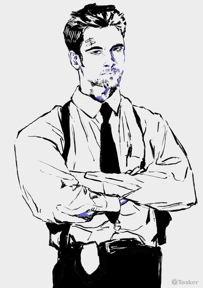 Brad Pitt-黑線人像