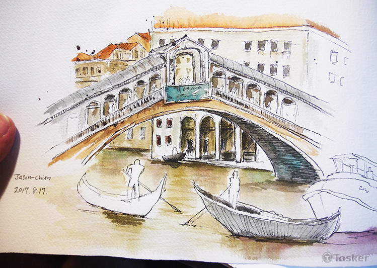 水彩手繪威尼斯