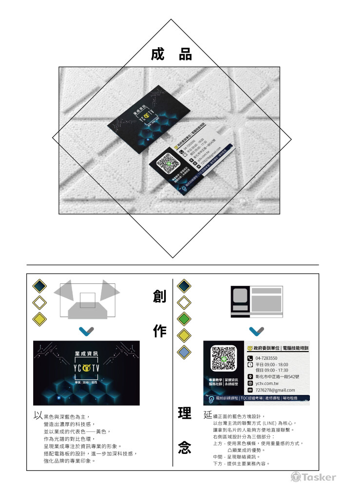 以科技質感暗色系為主，表現出業成電腦的專業資訊度。