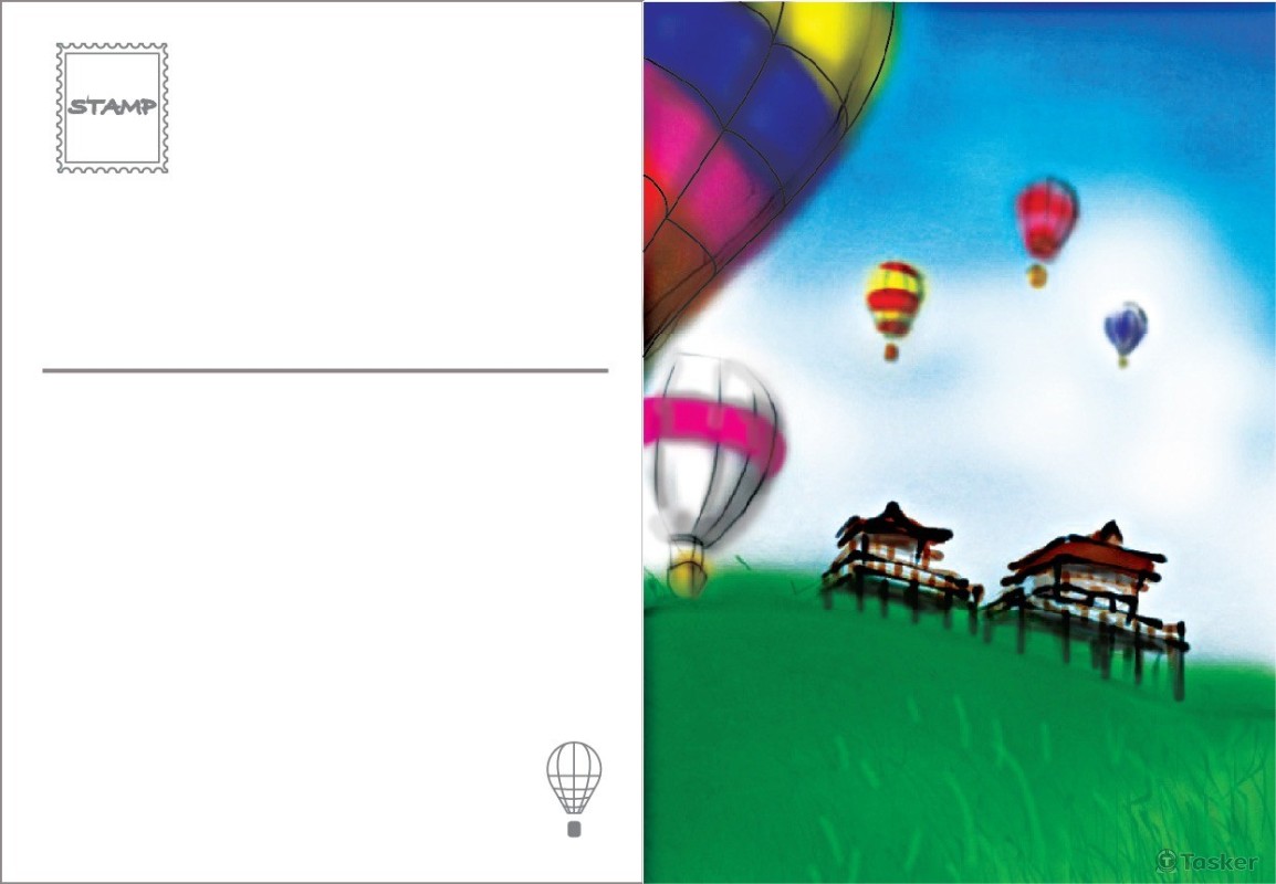 熱氣球插畫明信片(競標作品)