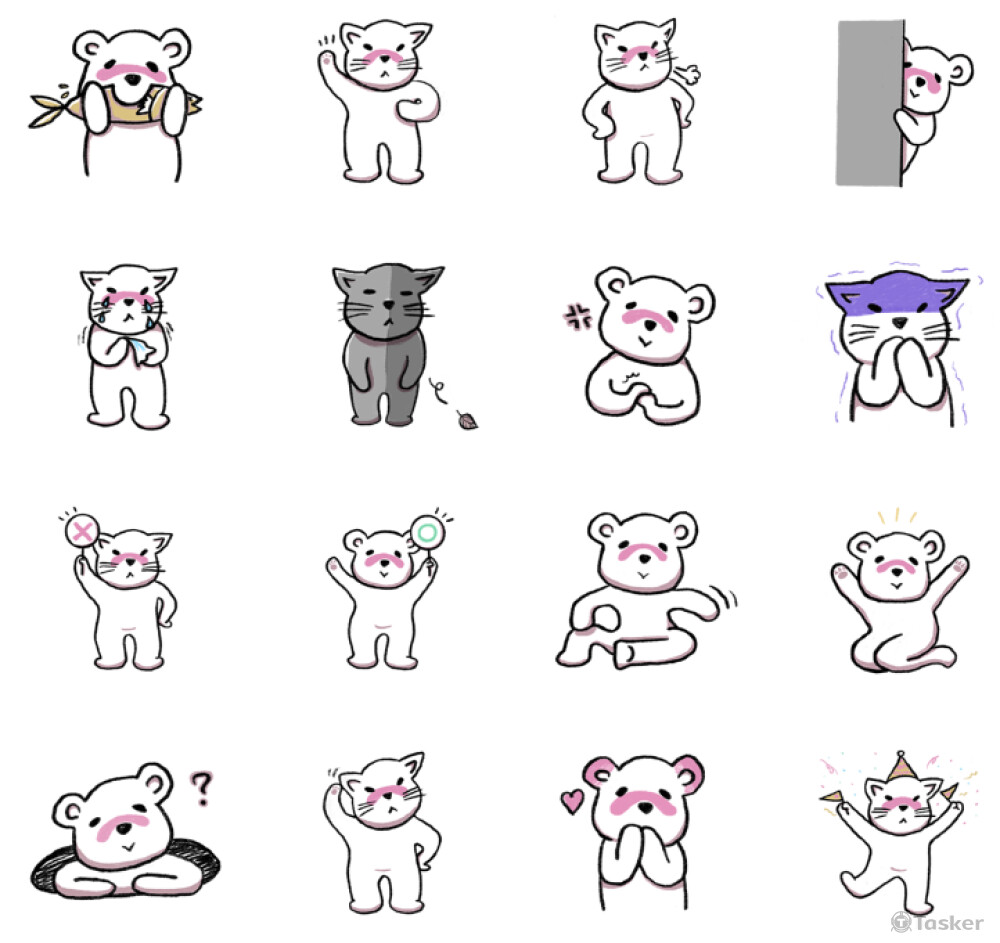 酣熊KuKuma與醉貓NeNeko-貼圖設計