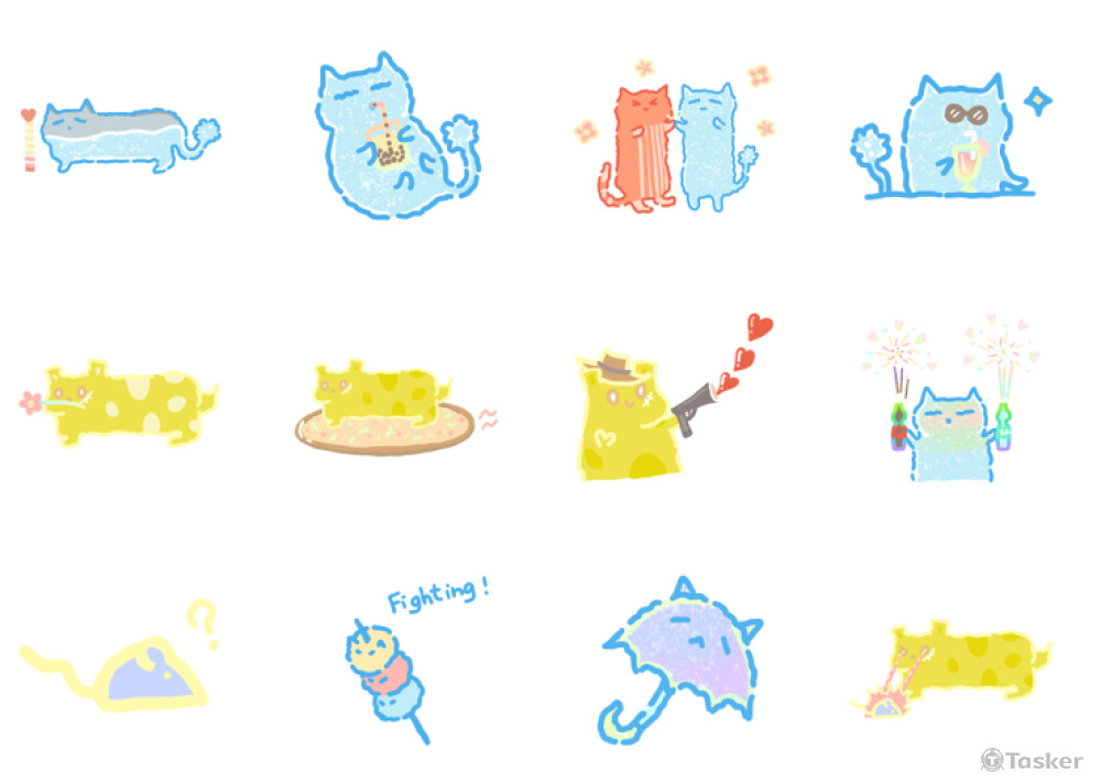 好好吃的貓貓 培根與他朋友-貼圖設計