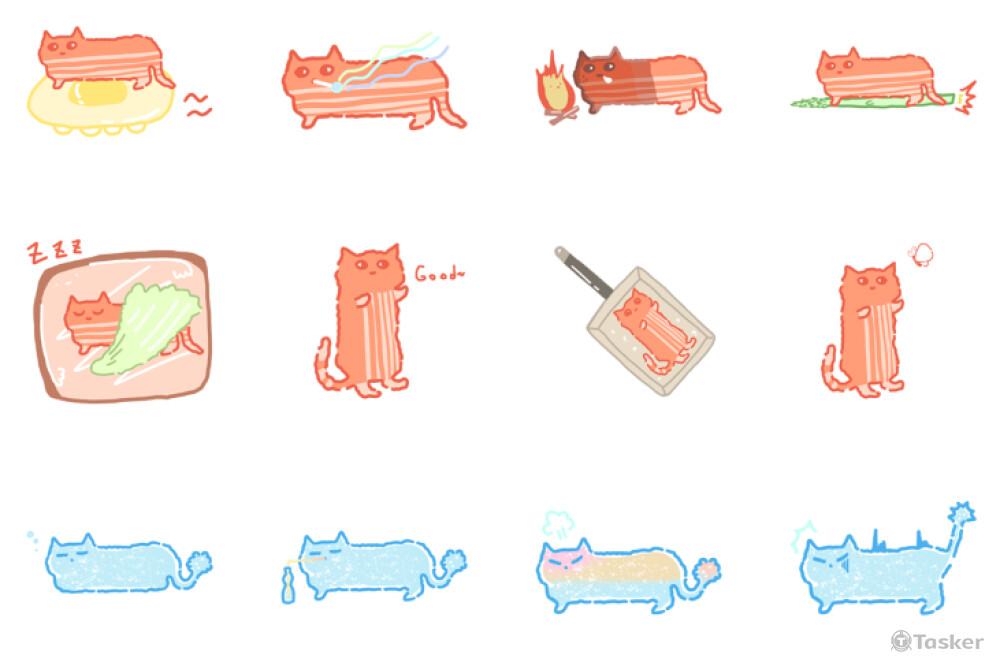 好好吃的貓貓 培根與他朋友-貼圖設計