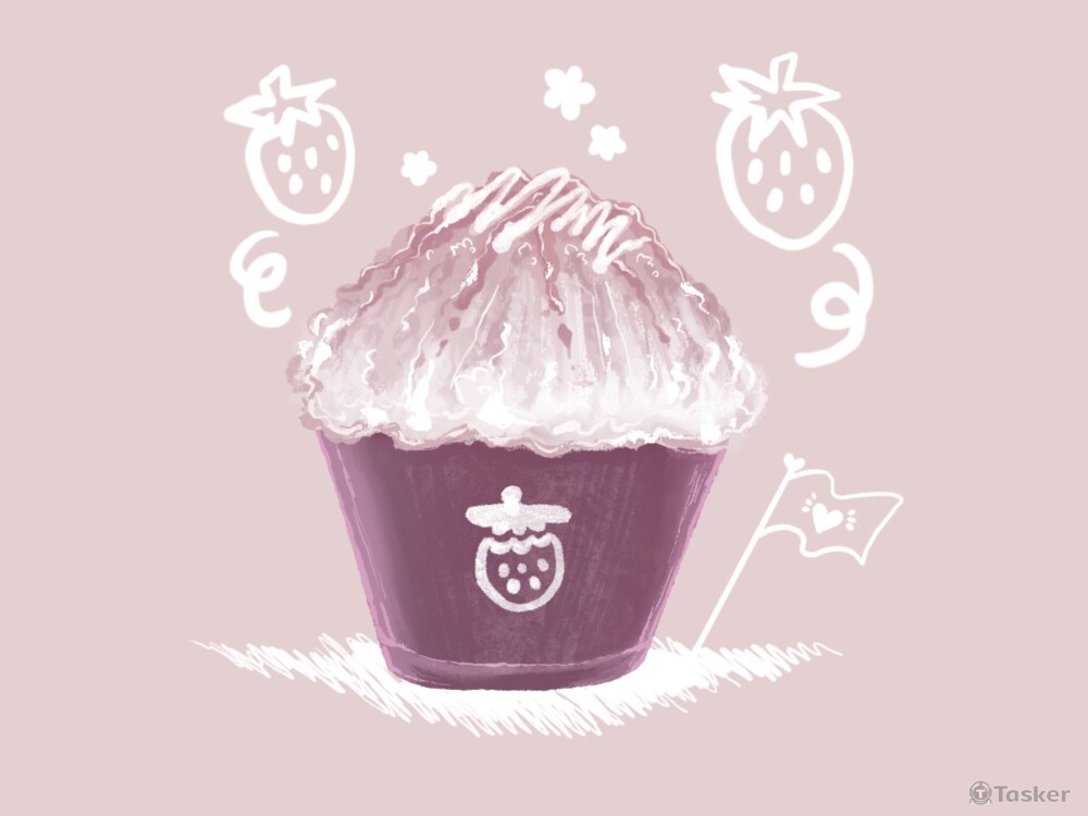 食物插畫（草莓刨冰）