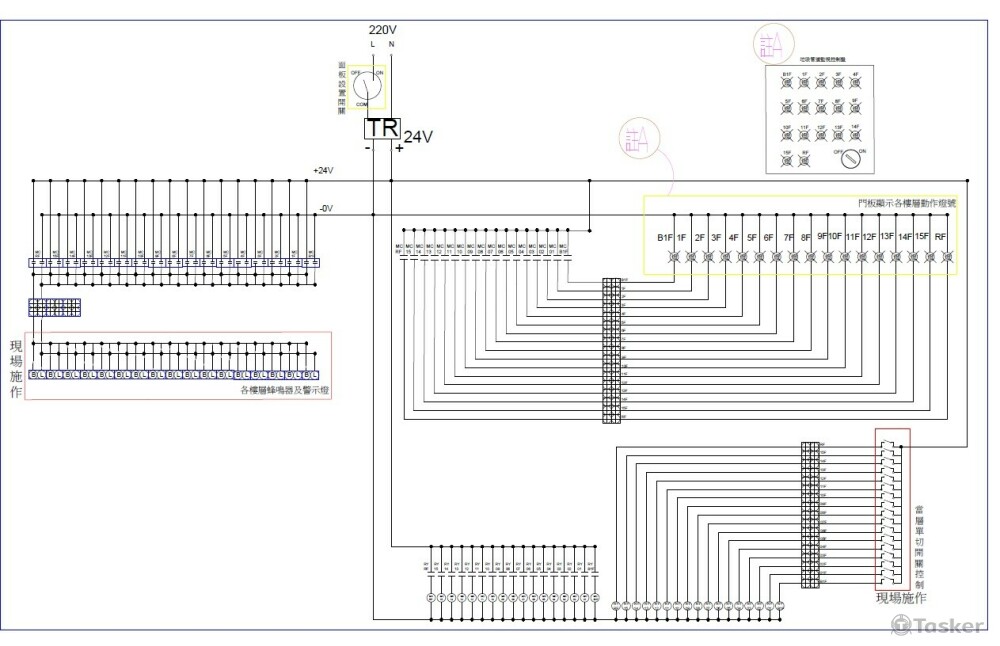 大樓_垃圾管道警示燈控制盤_電路圖