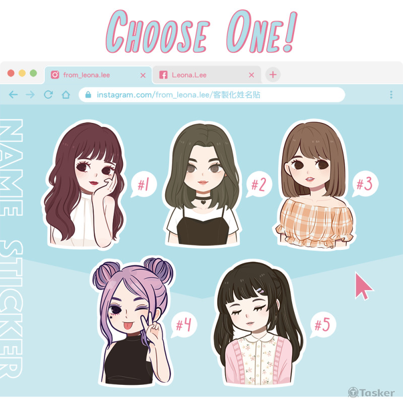 女生美式客製化插畫