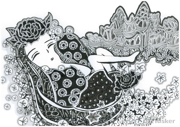 插畫作品-所戀之谷-看不到懸崖頂...眼皮沉重，意識被押入黑暗之中
繪者：徐偉珍
本圖刊登於生活潮藝文誌第三期
2