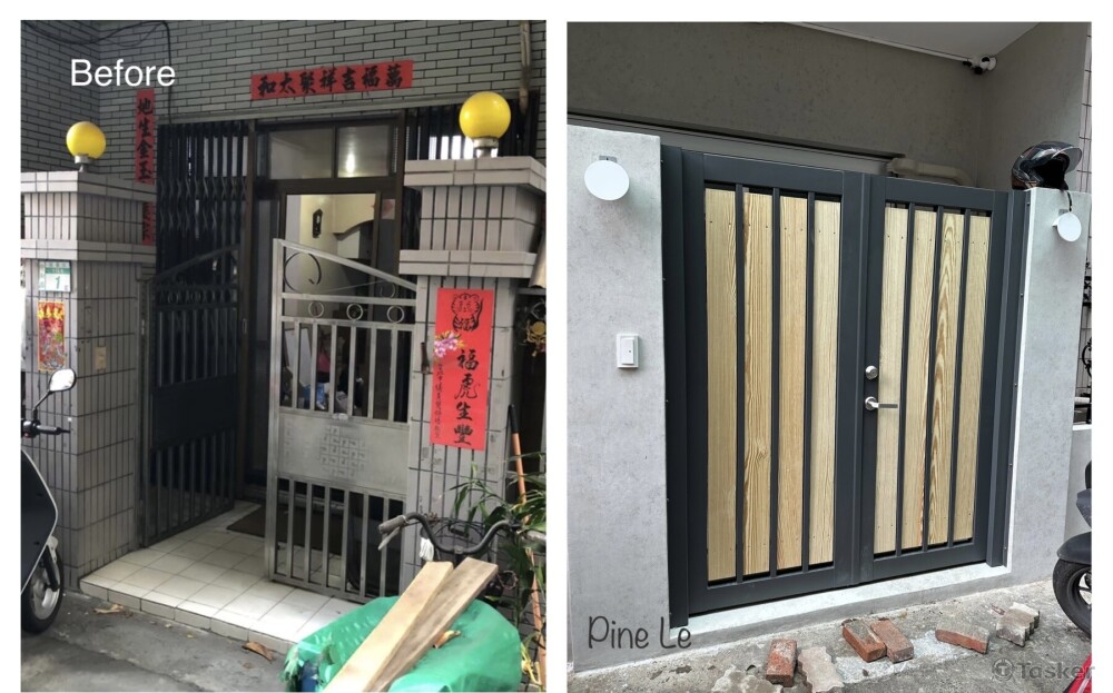 門面更新黑色及木紋，增加隱私及神秘感，特殊漆耐髒又好看。