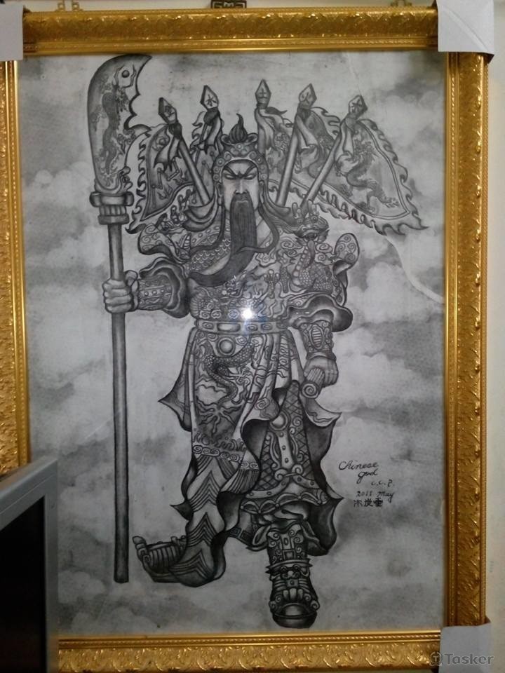 炭筆畫Chinese God