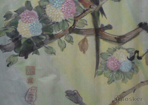 國畫~繡球鸚鵡NT5000