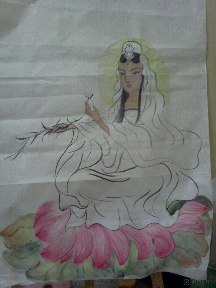 國畫~蓮座觀音NT6000