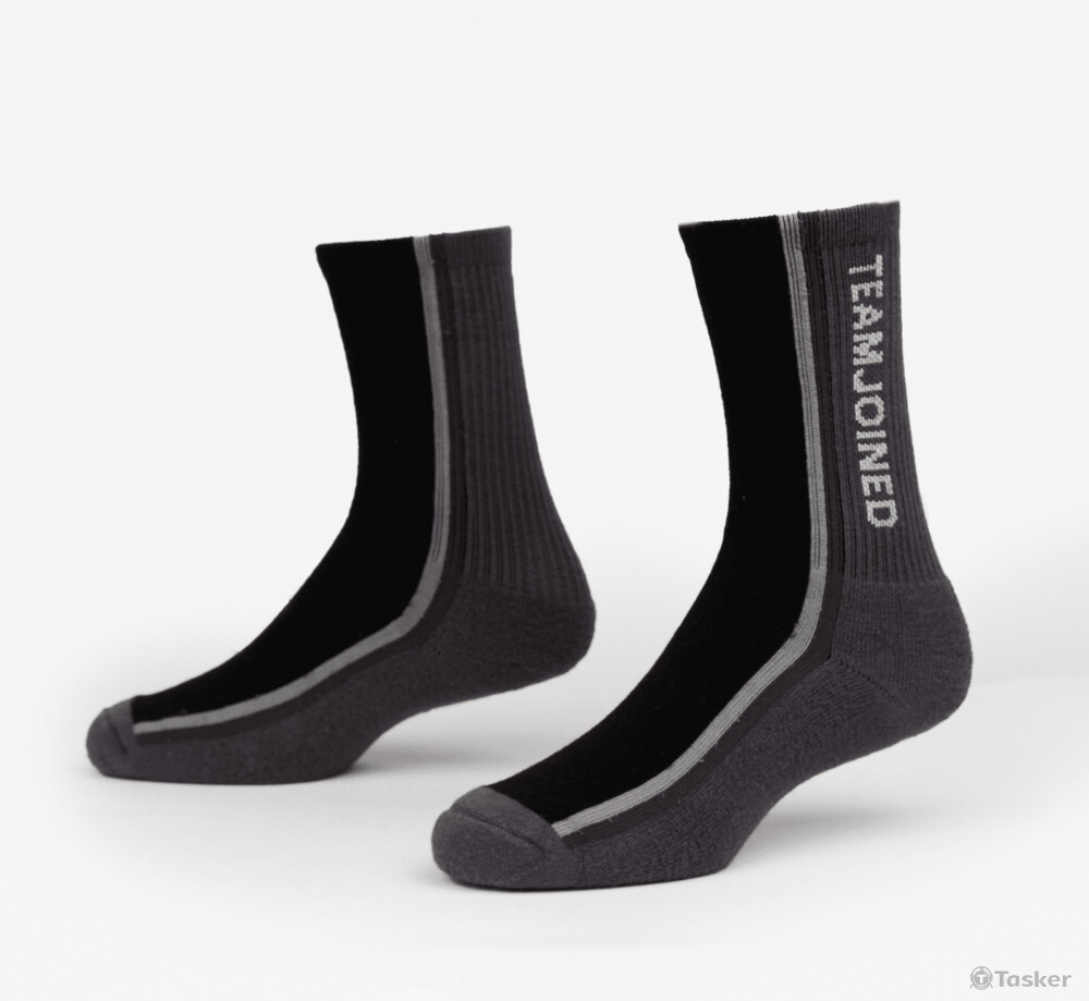 Overline Logo 中筒襪 【黑/灰】