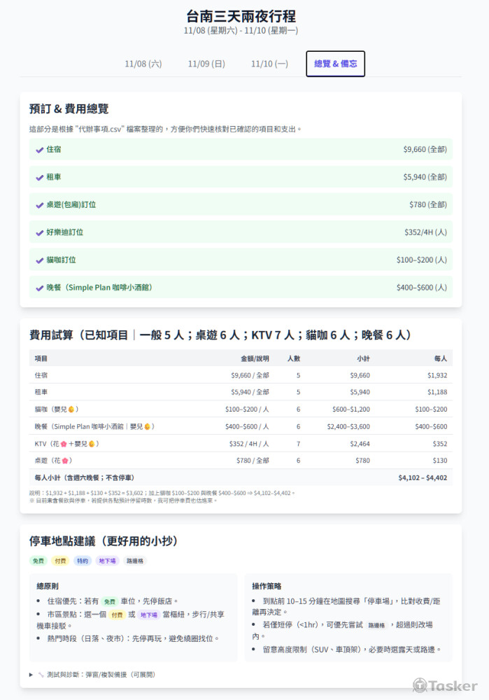 備註畫面，確認代辦事項