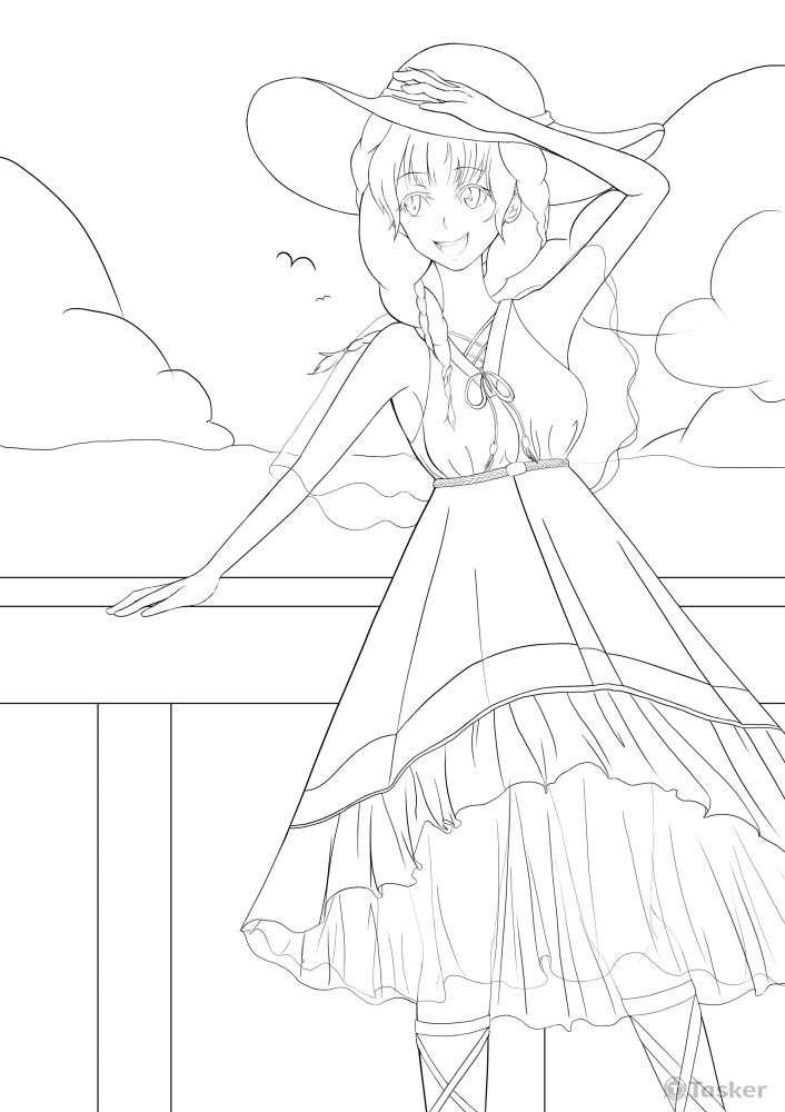 動漫女角全身_電繪類_Photoshop線稿