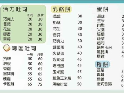 燈箱、價目表設計
