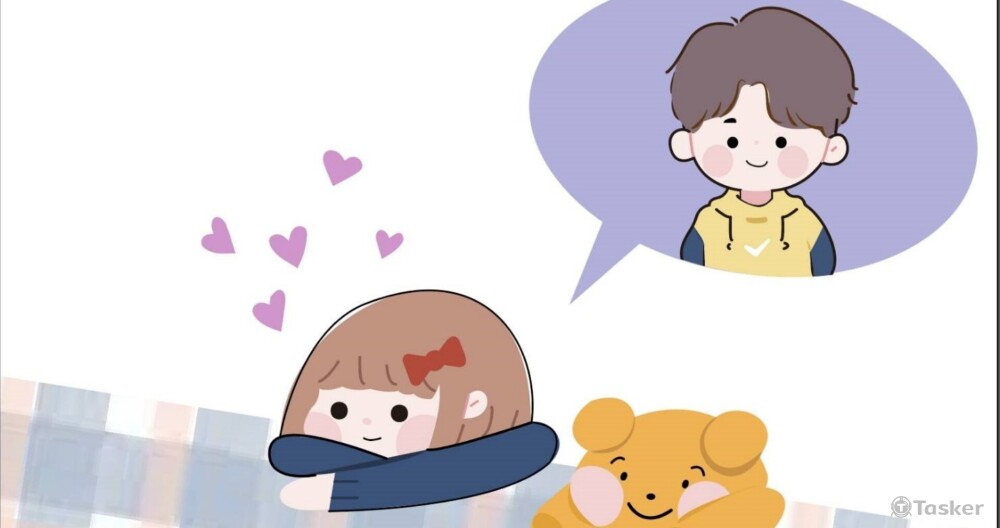 剛跟男友在一起畫的電腦桌面(害羞)_