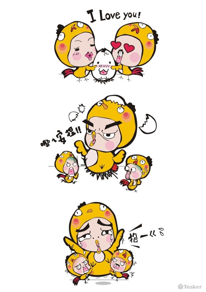 LINE貼圖設計-(雞爸.雞媽.雞小孩)